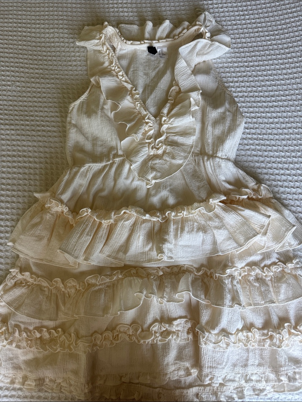 H&M Divided Cream Ruffled V-Neck Sundress